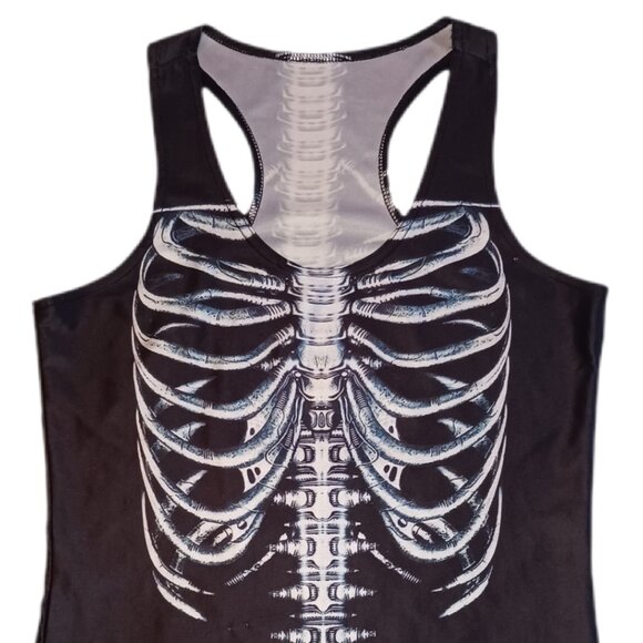 Womens Small Tank Top Skeleton Bionic Bones Gothic Sleeveless Halloween Tank - Picture 6 of 7